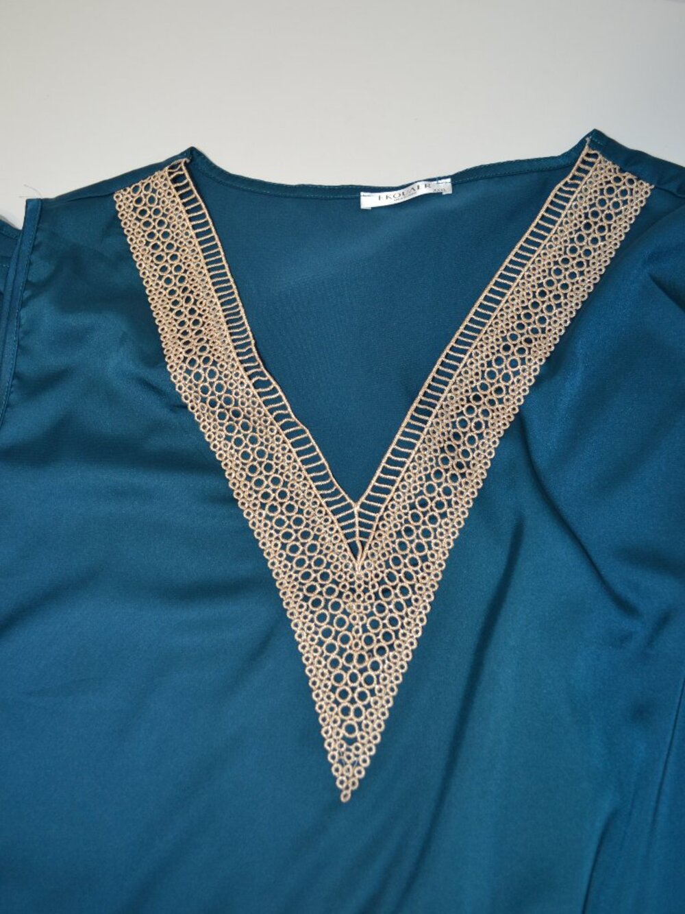 Ekouaer Women’s Sleeveless Lace Trim Nightgown – Teal – Size 3XL - Picture 4 of 6